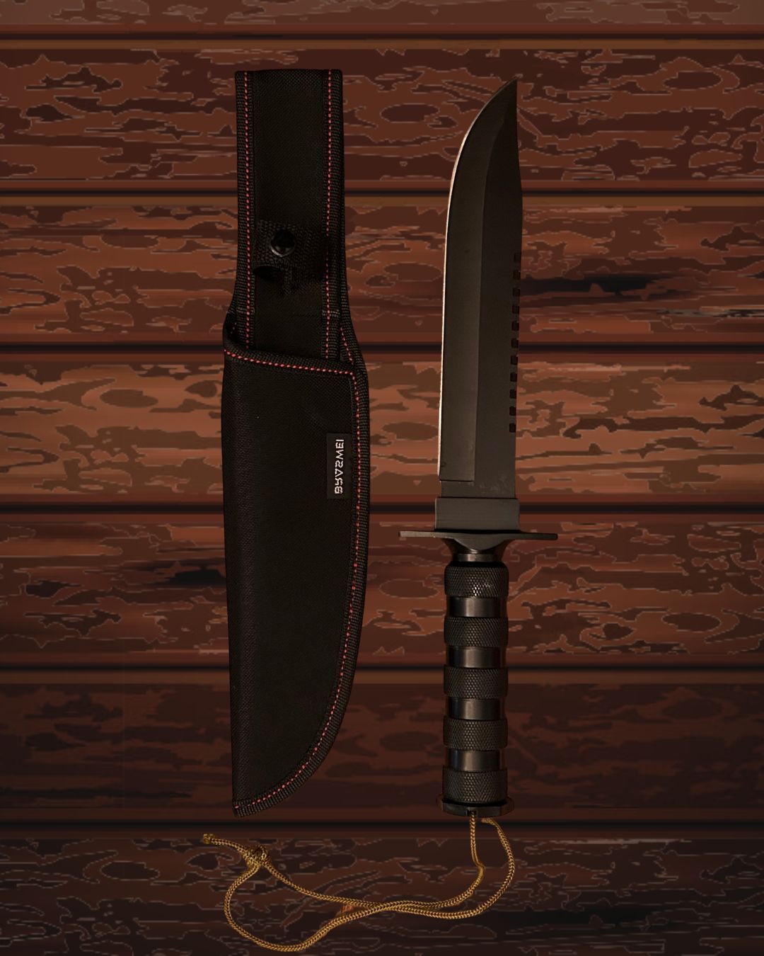 Faca Tática BlackOps – Aço Inox Preto Fosco com Cabo Militar Texturizado