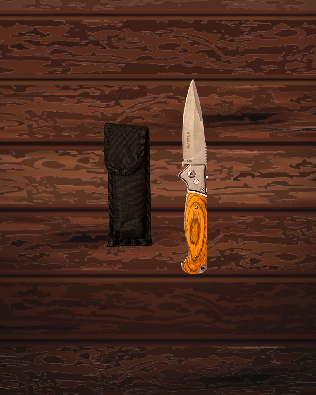 Canivete Artesanal WoodBlade – 24cm em Aço Inox com Cabo de Madeira e Estojo