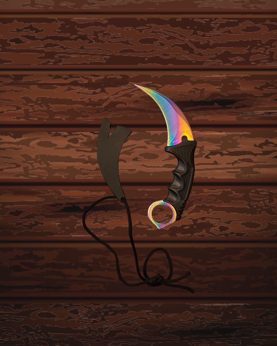 Faca Karambit RainbowClaw – 21cm em Aço Inox Colorido com Bainha