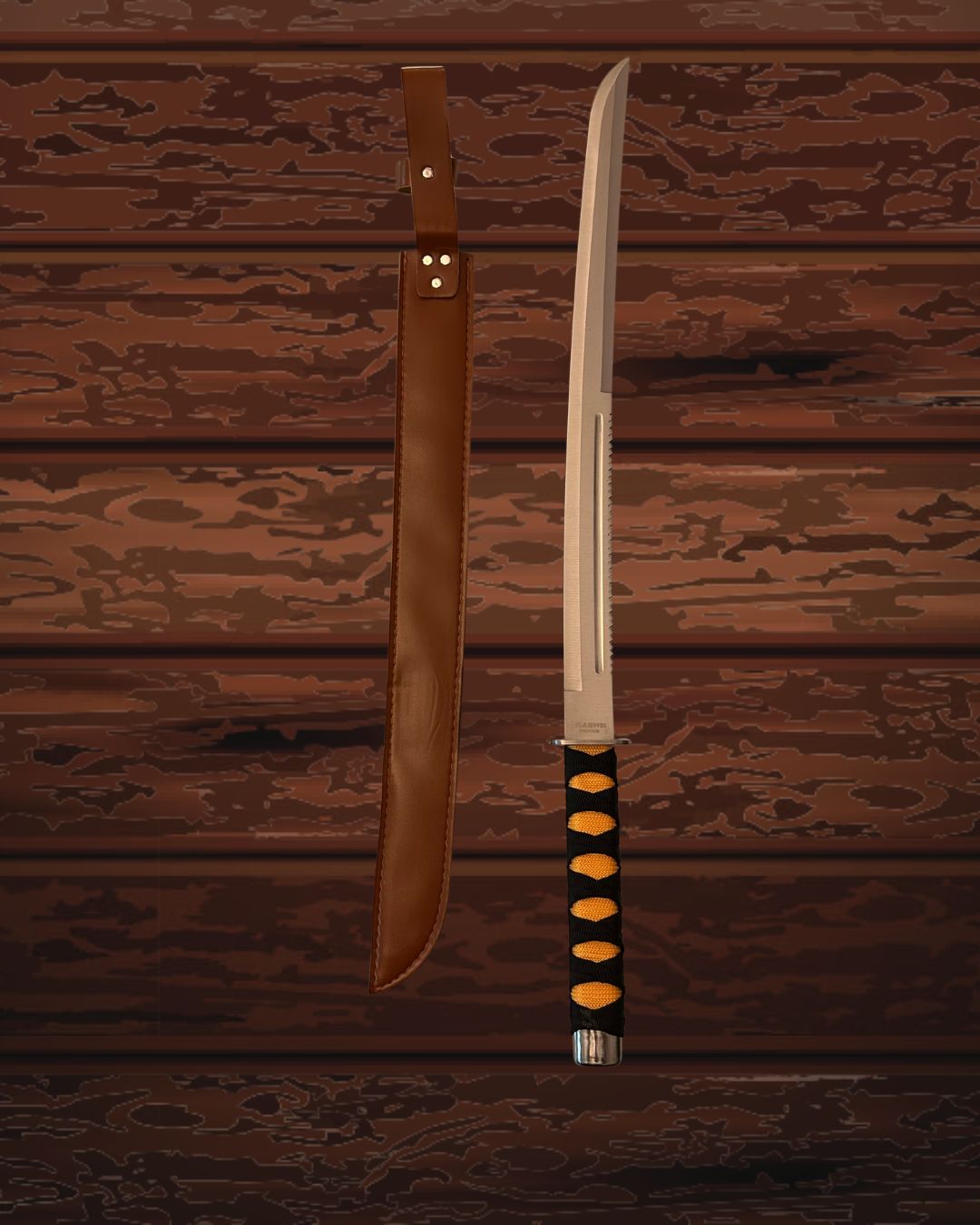 Espada Samurai KatanaBlade – 80cm em Aço Inox com Bainha de Couro