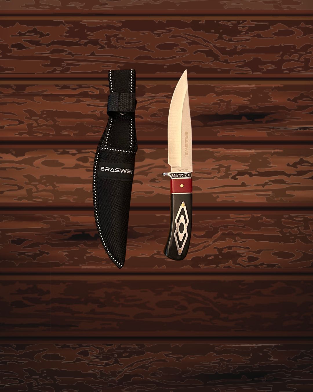 Faca Tática RedGuard – Aço Inox com Cabo Decorado e Bainha Preta