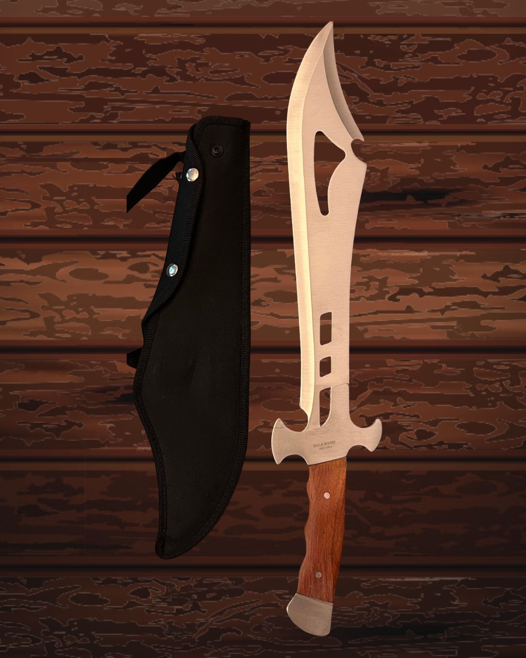 Espada Fantasy WarBlade – 50cm em Aço Inox Vazado com Cabo de Madeira